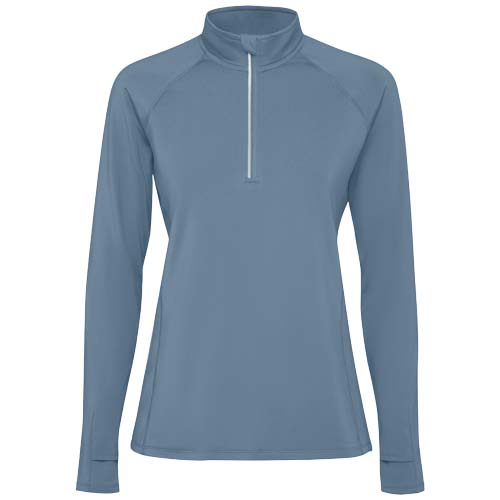Sweatshirt promotionnel femme demi-zip recyclé technique Estambul Bleu tempête